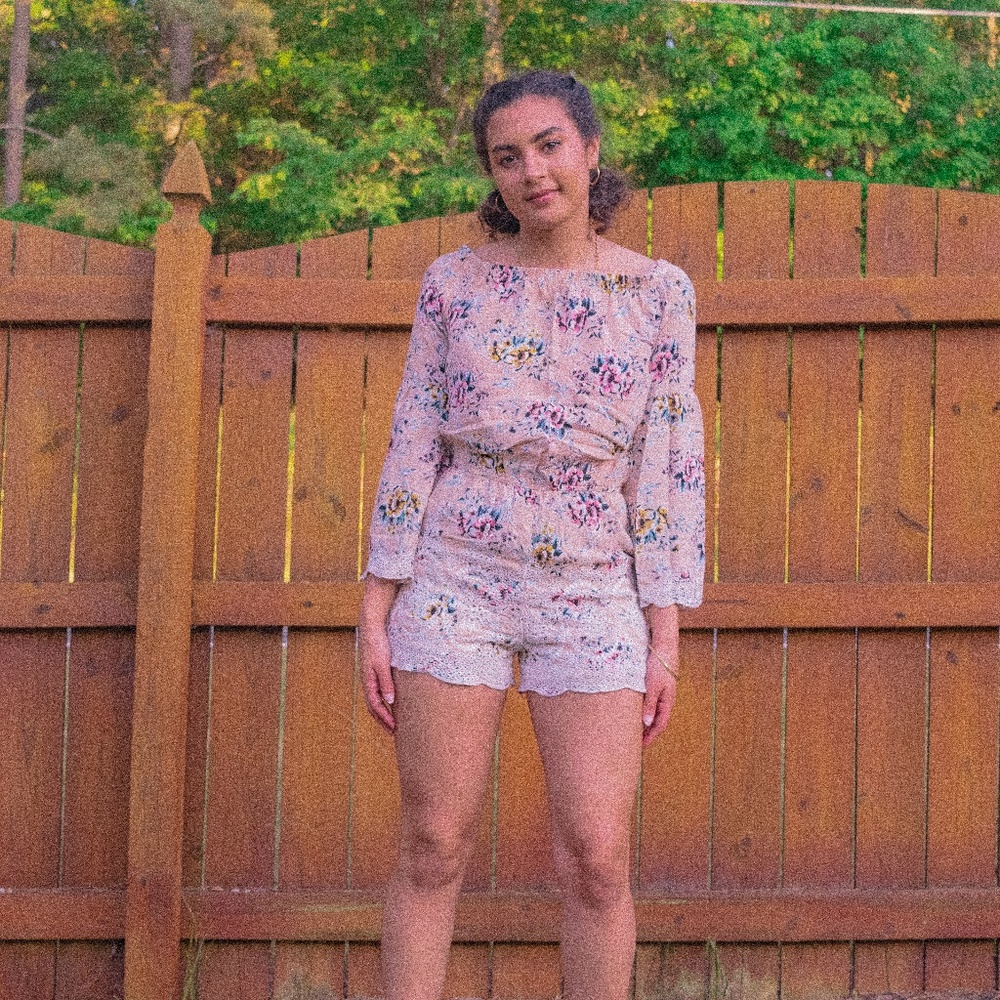 Pink Floral Romper
